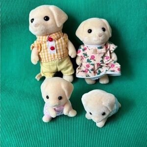 Calico critters Golden Labrador baby babies twins & family figure lot